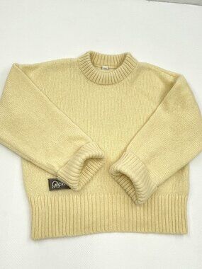 Gisou Chunky Mohair Merino Wool Crewneck Sweater Yellow Women's OS One Size